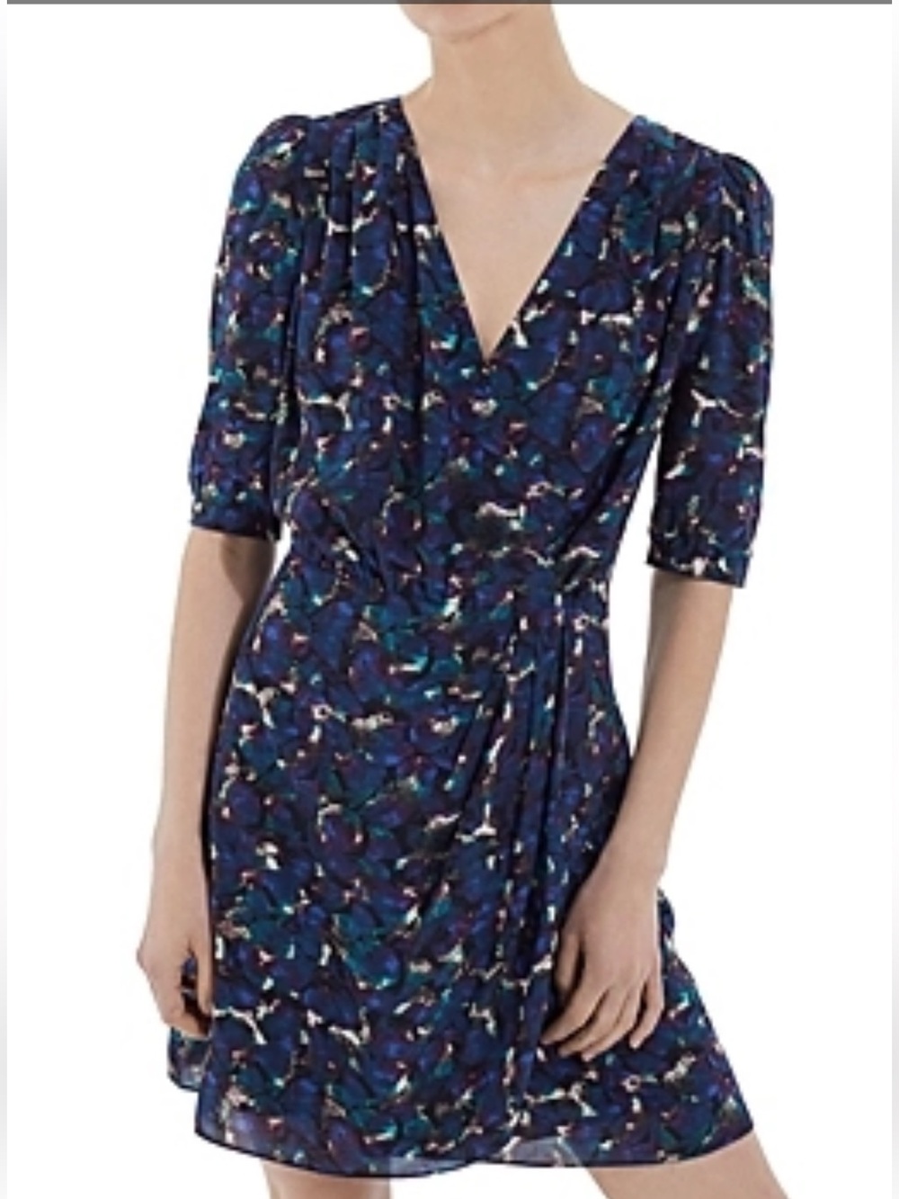 The Kooples Women's Navy Floral Wrap dress size 2